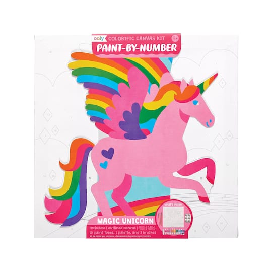 OOLY Colorific Canvas Magic Unicorn Paint-By-Number Kit